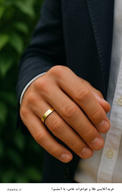 انگشتر طلا سفید مردانه